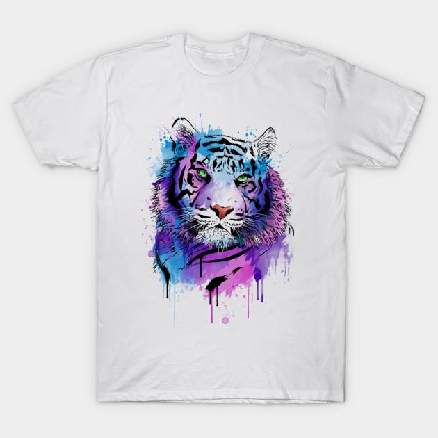 Tiger Watercolor T-Shirt by DrMonekers